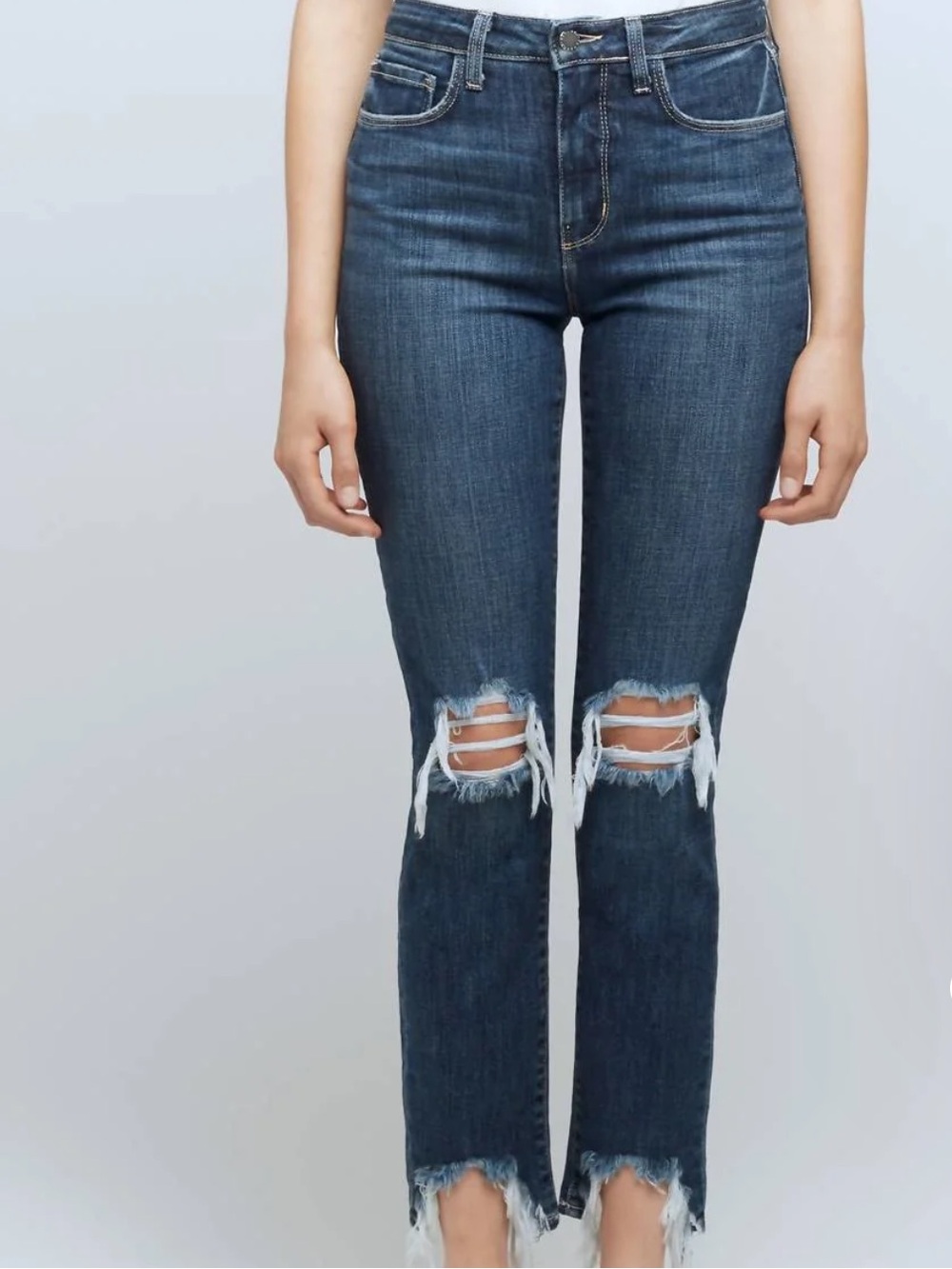 L’Agence High Line high rise skinny distressed jeans